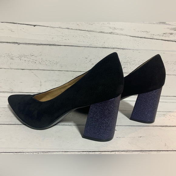 Naturalizer Women’s Pumps Size 8.5W | Black Suede with Glitter Block Heel - Picture 8 of 15